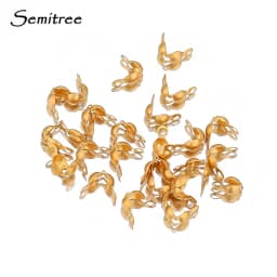 50-100pcs 18k Gold Stainless Steel Ball Chain Calotte Crimps Beads Connector End Clasp DIY Jewelry Necklace Bracelets Supplies