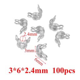 50-100pcs 18k Gold Stainless Steel Ball Chain Calotte Crimps Beads Connector End Clasp DIY Jewelry Necklace Bracelets Supplies