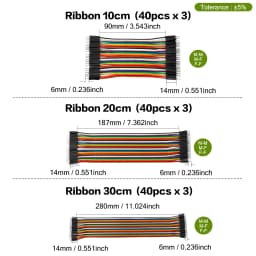 40-120Pcs 10cm 20cm 30cm Dupont Cable Jumper Wire Kit Male Female 24AWG Copper Long Ribbon Connector Set for DIY Breadboard Line