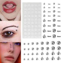 New Sticker Fake Eyebow Dimple Face Piercing Belly Nose Ring Lip Stud No Piercied Earring Dermal Anchor Top Body Jewelry