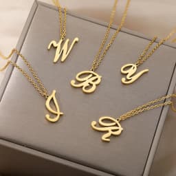 Dainty Initial Letter Necklaces For Women Gold Color Minimalist Stainless Steel Initial Necklace Femme Wedding Jewelry Gift