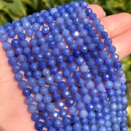 Natural Blue Sapphire Round Faceted Loose Spacer Tiny Beads DIY Bracelet Earring Charms for Jewelry Making 15inch  2/3/4mm