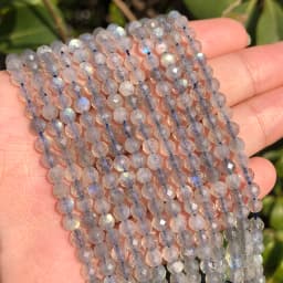 Natural Blue Sapphire Round Faceted Loose Spacer Tiny Beads DIY Bracelet Earring Charms for Jewelry Making 15inch  2/3/4mm