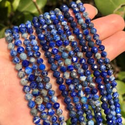 Natural Blue Sapphire Round Faceted Loose Spacer Tiny Beads DIY Bracelet Earring Charms for Jewelry Making 15inch  2/3/4mm