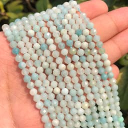 Natural Blue Sapphire Round Faceted Loose Spacer Tiny Beads DIY Bracelet Earring Charms for Jewelry Making 15inch  2/3/4mm