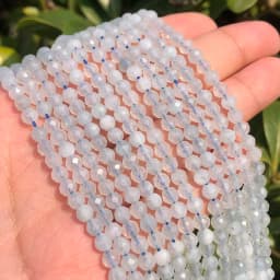 Natural Blue Sapphire Round Faceted Loose Spacer Tiny Beads DIY Bracelet Earring Charms for Jewelry Making 15inch  2/3/4mm