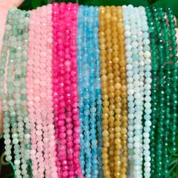 Natural Blue Sapphire Round Faceted Loose Spacer Tiny Beads DIY Bracelet Earring Charms for Jewelry Making 15inch  2/3/4mm