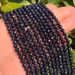 Natural Blue Sapphire Round Faceted Loose Spacer Tiny Beads DIY Bracelet Earring Charms for Jewelry Making 15inch  2/3/4mm