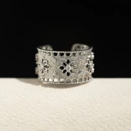 VENTFILLE 925 Sterling Silver Flower Lace Ring Korean Fashion Opening Inlaid CZ Adjustable Rings Valentine's Day Gift
