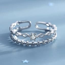 VENTFILLE 925 Sterling Silver Flower Lace Ring Korean Fashion Opening Inlaid CZ Adjustable Rings Valentine's Day Gift