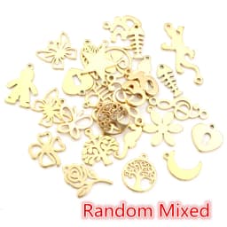 10pcs/lot 316 Stainless Steel Gold Plated Tree Moon Butterfly Small Charms Pendant For Necklace DIY Jewelry Making