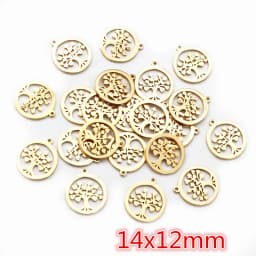10pcs/lot 316 Stainless Steel Gold Plated Tree Moon Butterfly Small Charms Pendant For Necklace DIY Jewelry Making