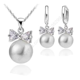 Genuine 925 Sterling Silver Bridal Jewelry Sets Pearl Fashion Jewelry Women Girls Engagement Anniversary Fine Gift Wholesale