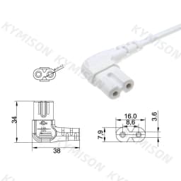 EU Euporean 2 Prong Plug to IEC320 C7 Figure 8 Angle Adapter Power Extension Cable Cord for Samsung Philips Sony LED TV