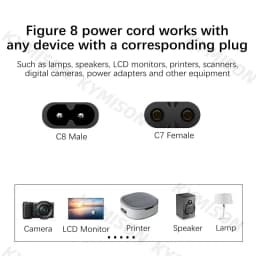 EU Euporean 2 Prong Plug to IEC320 C7 Figure 8 Angle Adapter Power Extension Cable Cord for Samsung Philips Sony LED TV