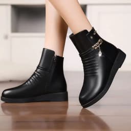 Leather Women Boots 2024 Winter Thick Wool Lined Genuine Leather Women Snow Boots Large Size Women Winter Shoes