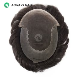 Alwayshair-DUAR Q6 Hair System Invisible Hairline Men Toupee Lace & PU Natural Indian Hair Prosthesis 130 Hair Patch for Man Wig