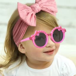 2 Pcs/Set New Children Fashion Round Bowknot Colors Sunglasses UV400 Cute Soft Bowknot Wide Hairbands Set Kids Hair Accessories