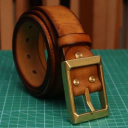 Retro Brass Buckle Handmade Distressed Men's Belt Modern and Versatile Cowhide Amekaji Style Belt