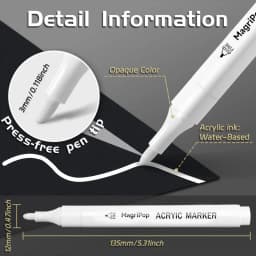 5pcs White Acrylic Marker,Permanent Pen Art Supplies for Black Paper,Tire,Plastic,Stone,Metal,Painting for Artists,Beginners
