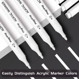 5pcs White Acrylic Marker,Permanent Pen Art Supplies for Black Paper,Tire,Plastic,Stone,Metal,Painting for Artists,Beginners