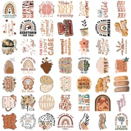 50pcs Bohemian Style Mental Health Graffiti Stickers For Laptop Phone Water Bottle Notebook Scrapbook Fridge Sticker Decal