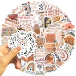 50pcs Bohemian Style Mental Health Graffiti Stickers For Laptop Phone Water Bottle Notebook Scrapbook Fridge Sticker Decal