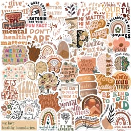 50pcs Bohemian Style Mental Health Graffiti Stickers For Laptop Phone Water Bottle Notebook Scrapbook Fridge Sticker Decal