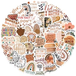 50pcs Bohemian Style Mental Health Graffiti Stickers For Laptop Phone Water Bottle Notebook Scrapbook Fridge Sticker Decal