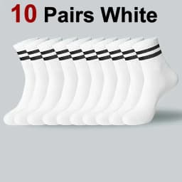 2/6/10/20 Pairs Neutral Striped Round Neck Socks Spring Autumn Sweat Absorbing Breathable Couple Sports All-season Leisure Sock