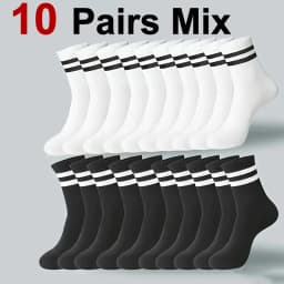 2/6/10/20 Pairs Neutral Striped Round Neck Socks Spring Autumn Sweat Absorbing Breathable Couple Sports All-season Leisure Sock