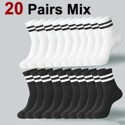 2/6/10/20 Pairs Neutral Striped Round Neck Socks Spring Autumn Sweat Absorbing Breathable Couple Sports All-season Leisure Sock