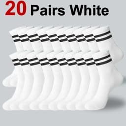 2/6/10/20 Pairs Neutral Striped Round Neck Socks Spring Autumn Sweat Absorbing Breathable Couple Sports All-season Leisure Sock