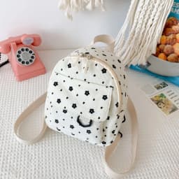 Cute Flower Print Small Backpacks Lightweight Multiple Pocket Corduroy Mini Backpack Ladies Fashion Women Shoulder Bag 4Colors