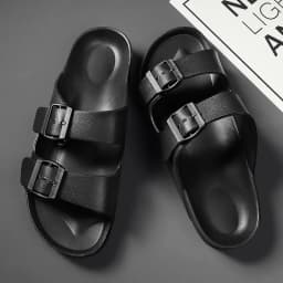 Men's casual buckle flat heel cover wearing one size slippers, beach slippers