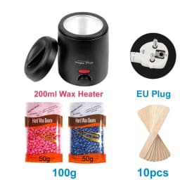 200ml Wax Melting Machine + 100g/200g /300g Wax Beans Set, Wax Heating, Wax Hair Removal And Wax Therapy Machine Wax Melting Pot