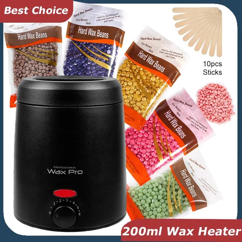200ml Wax Melting Machine + 100g/200g /300g Wax Beans Set, Wax Heating, Wax Hair Removal And Wax Therapy Machine Wax Melting Pot
