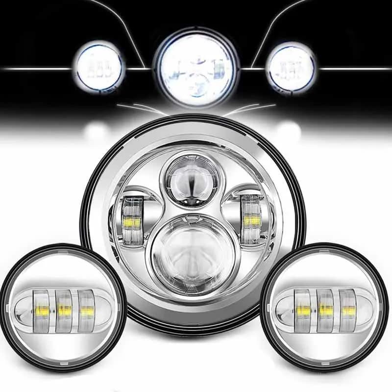 7inch LED Headlight +4.5inch Fog Lights 7"Bracket Mounting Ring Parts for Harley Touring Electra Glide Road King Street Glide