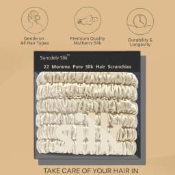 100% Silk Hair Scrunchies Silk Hair Ties Hairbands Skinny Ponytail Holders Hair Care Accessories 6pcs Box Anti Slip Hair Care