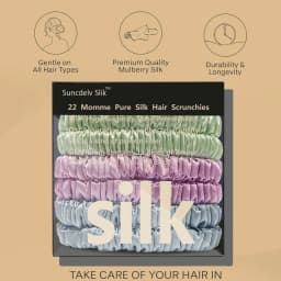 100% Silk Hair Scrunchies Silk Hair Ties Hairbands Skinny Ponytail Holders Hair Care Accessories 6pcs Box Anti Slip Hair Care