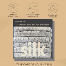 100% Silk Hair Scrunchies Silk Hair Ties Hairbands Skinny Ponytail Holders Hair Care Accessories 6pcs Box Anti Slip Hair Care