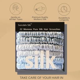 100% Silk Hair Scrunchies Silk Hair Ties Hairbands Skinny Ponytail Holders Hair Care Accessories 6pcs Box Anti Slip Hair Care