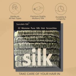 100% Silk Hair Scrunchies Silk Hair Ties Hairbands Skinny Ponytail Holders Hair Care Accessories 6pcs Box Anti Slip Hair Care