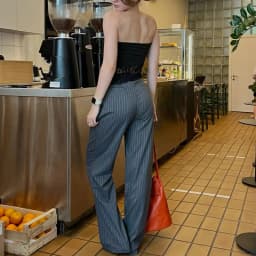 HXAO Women's Formal Pants Office Wear Women Striped Grey Black Pants Woman High Waist Baggy Suit Pants Casual Wide Leg Trousers