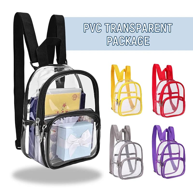Pvc Transparent Bag Clear Travel Backpack Shoulder Bag Strap Book Sports Field Approved Waterproof Mini Travel Schoolbag for Kid
