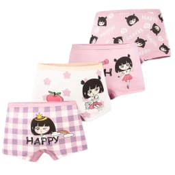Multipack Cotton Girl Boxer Brief Cute Rainbow Pattern Dot Girls Panties Breathable Soft Children Underwear For 3-14 Years Old