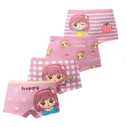Multipack Cotton Girl Boxer Brief Cute Rainbow Pattern Dot Girls Panties Breathable Soft Children Underwear For 3-14 Years Old