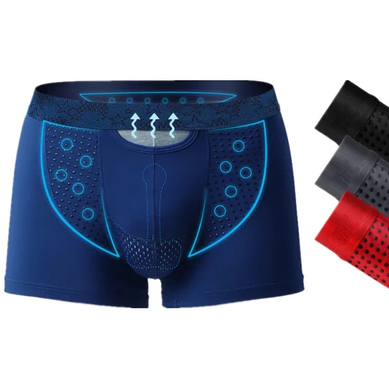Men's Boxers Shorts Push Up Underwear Modal Pantie Man Breathable Magnetic Ice Silk Bullet Separation Pouch Underpants Cueca
