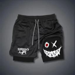 2024 Men's Smiling Face Printed Fitness Shorts Double-Layer 2-in-1 Quick Drying Fitness Outdoor Leisure Training Sports Shorts