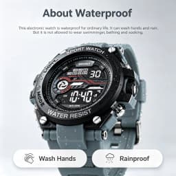 YIKAZE Men's Sports Watch Waterproof Man Sport Watches Multifuction LED Digital Military Watch Alarm Clock Electronic Wristwatch